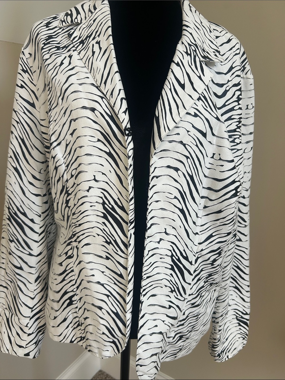 Multiples Black & White Zebra-Print Open Front Jacket